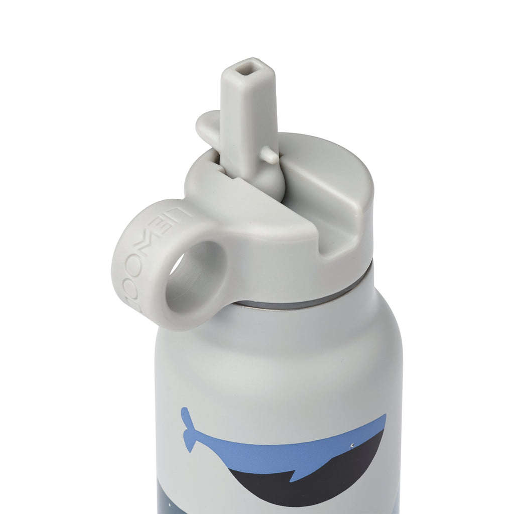 Liewood: Falk Water Bottle 350ml - Whale Print - Acorn & Pip_Liewood
