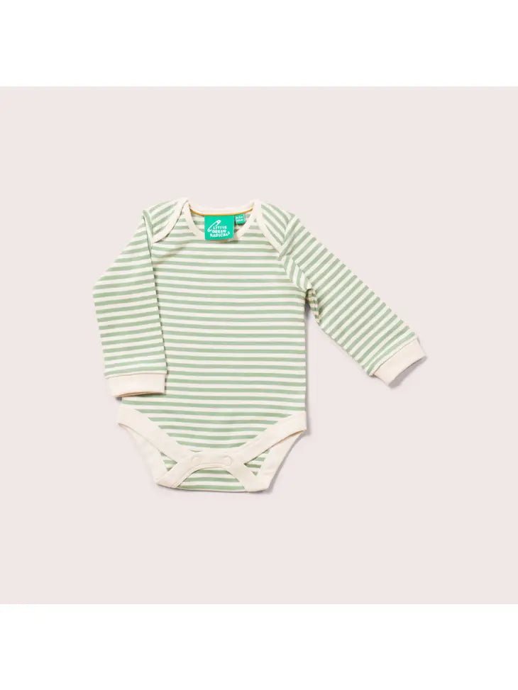 Little Green Radicals: Golden & Green Striped Organic Baby Bodysuit Set - 2 Pack - Acorn & Pip_Little Green Radicals