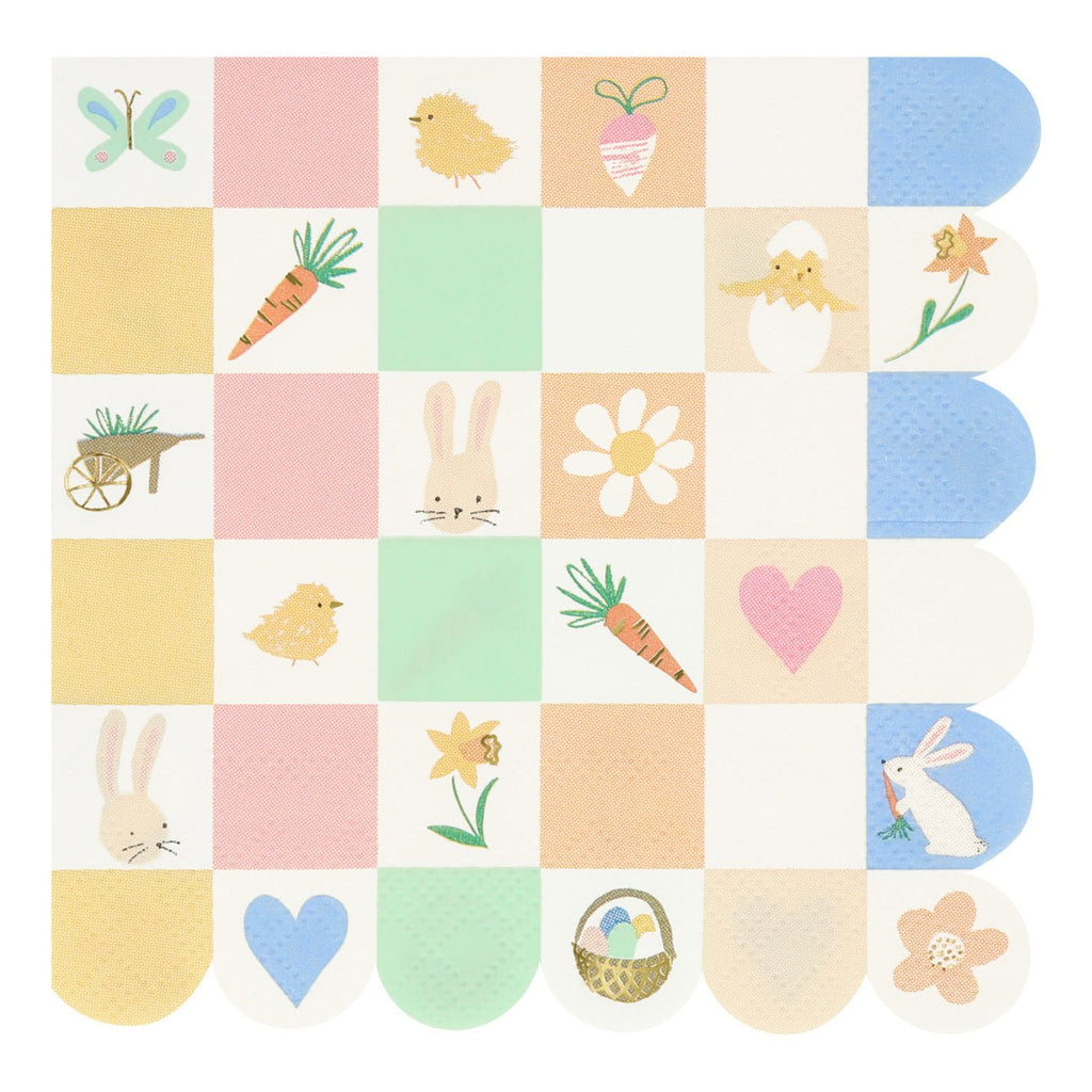 Meri Meri: Easter Icon Checkerboard Small Napkins (x16) - Acorn & Pip_Meri Meri