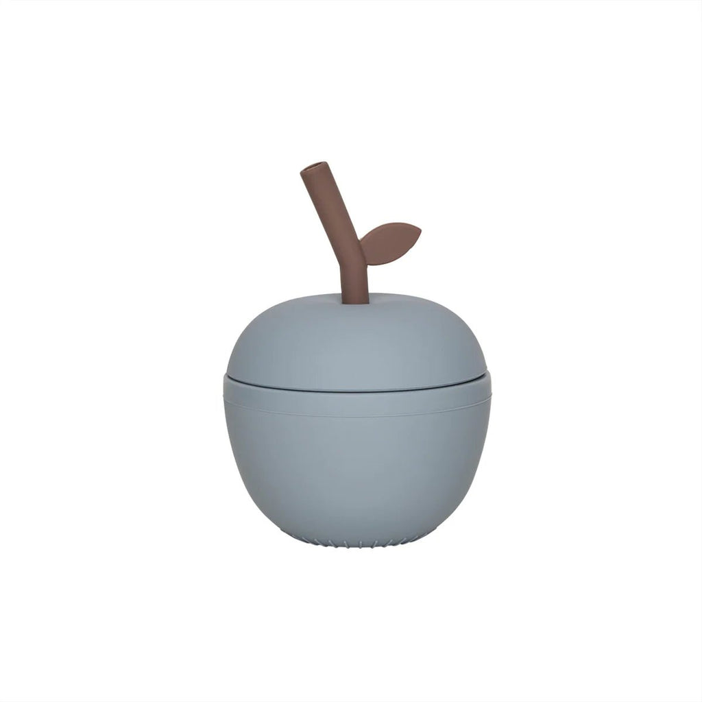 OYOY: Apple Silicone Drinking Cup - Dusty Blue - Acorn & Pip_OYOY