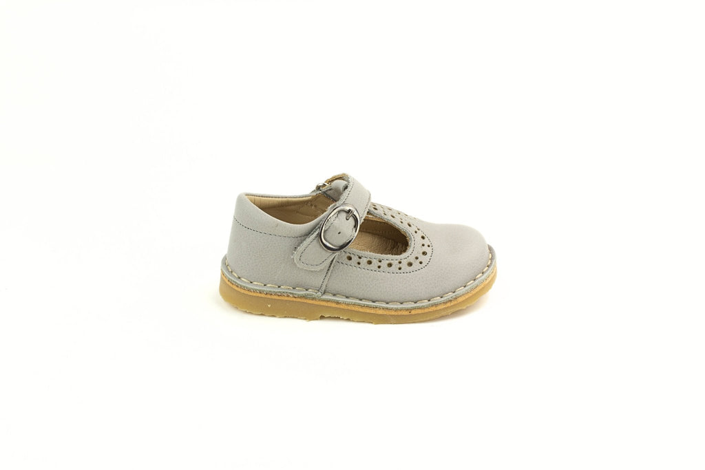 Petasil: Catarina Classic T-Bar Girls Shoes - Light Grey - Acorn & Pip_Petasil
