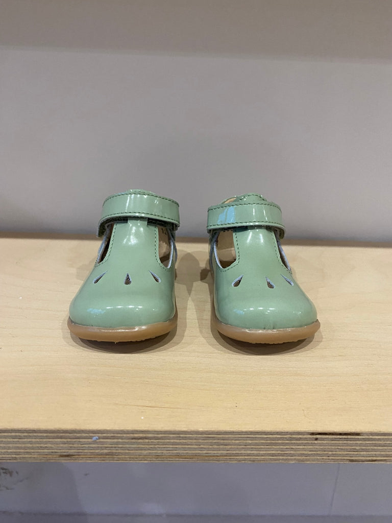 Petasil: Tia Patent T-Bar Girls Shoes - Sage Green - Acorn & Pip_Petasil