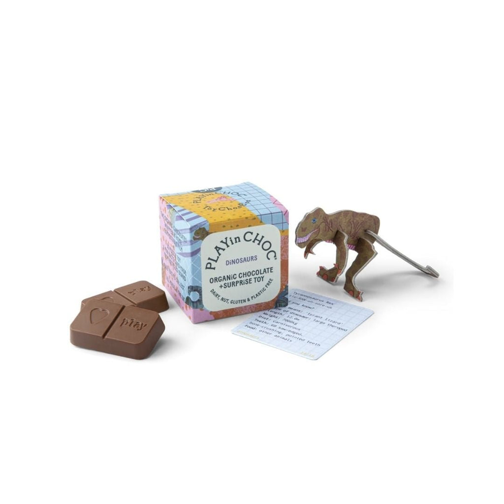 Play In Choc: Organic Chocolate & Surprise Toy - Dinosaurs - Acorn & Pip_Play In Choc