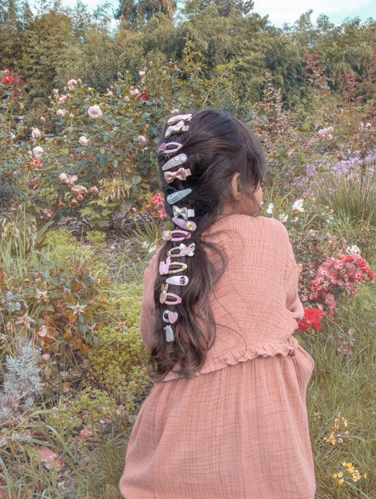 Rockahula: Kids Flora Linen Mini Bow Hair Clips - Acorn & Pip_Rockahula