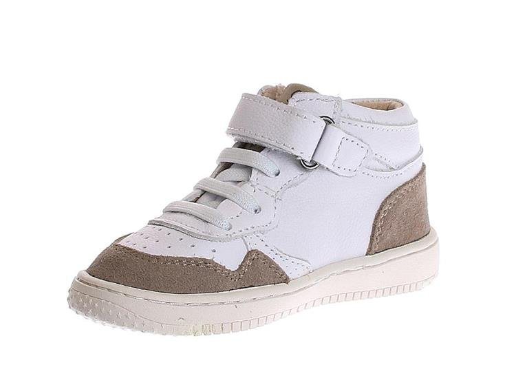 Shoesme: Kid's Hi-Top Sneakers White / Taupe - Acorn & Pip_Shoesme