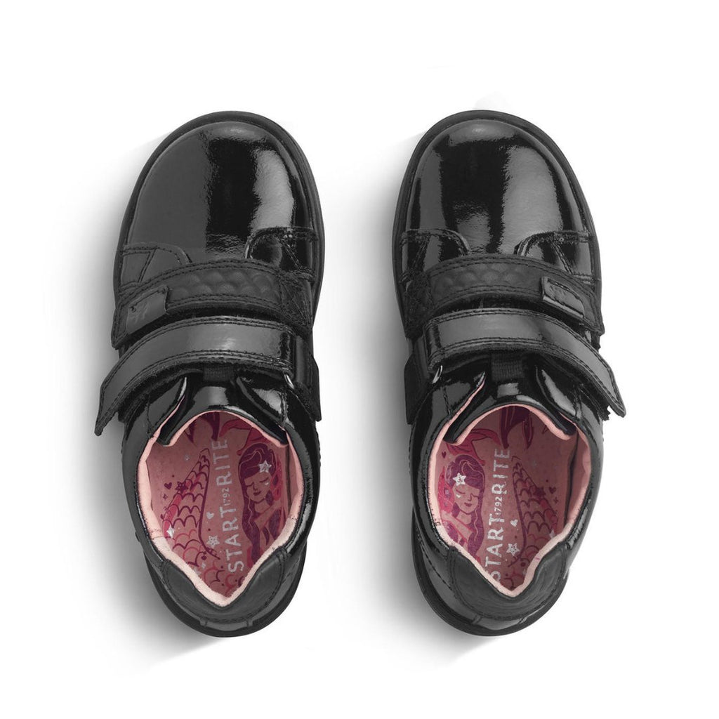 StartRite: Fantasy Riptape School Shoes - Black Patent - Acorn & Pip_Start Rite
